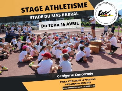 Inscription stage d&#039;athlétisme - Vacances de Pâques